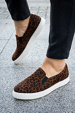 Suede slip-ons in leopard print with white soles  4205473 photo №1
