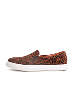 Suede slip-ons in leopard print with white soles  4205473 photo №2