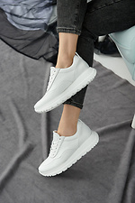 Women's white leather platform sneakers  8019473 photo №5