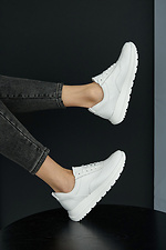 Women's white leather platform sneakers  8019473 photo №9