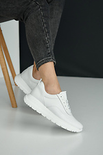 Women's white leather platform sneakers  8019473 photo №10