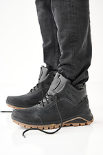 Men's leather winter boots black  2505474 photo №1