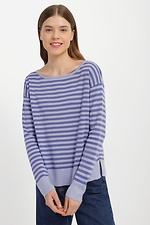 Knitted long jumper in purple with stripes  4038474 photo №1