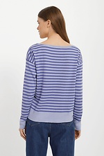 Knitted long jumper in purple with stripes  4038474 photo №2