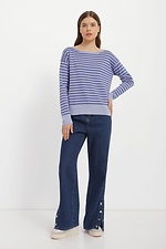 Knitted long jumper in purple with stripes  4038474 photo №4