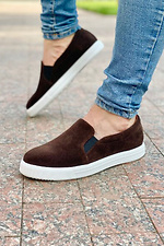 Brown suede slip-ons with white soles  4205474 photo №1