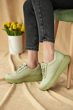 Женские кроссовки кожаные зеленые 8019474 фото №3