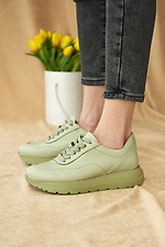 Женские кроссовки кожаные зеленые 8019474 фото №4
