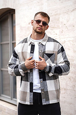 Herren-Kaschmirhemd mit Karomuster, beige und schwarz Teamv 8034474 Foto №2