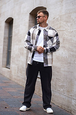 Herren-Kaschmirhemd mit Karomuster, beige und schwarz Teamv 8034474 Foto №4