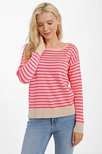 Beżowy sweter oversize w różowe paski  4038475 zdjęcie №1
