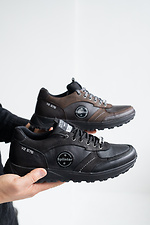 Мужские кожаные кроссовки черного цвета для города  8018475 фото №5