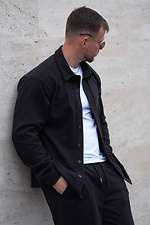 Schwarzes, lässig geschnittenes, warmes Oversize-Herrenhemd aus Kunstwolle in Übergröße. Teamv 8034476 Foto №6