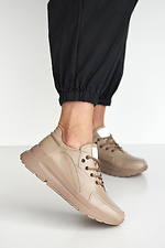 Plateau-Sneaker aus beigefarbenem Leder für Damen  8019477 Foto №3