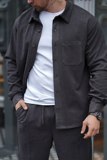 Warmes, übergroßes Herrenhemd aus Kunstwolle. Bequeme Passform. Dunkelgrau. Teamv 8034477 Foto №3