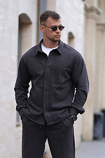 Warmes, übergroßes Herrenhemd aus Kunstwolle. Bequeme Passform. Dunkelgrau. Teamv 8034477 Foto №4