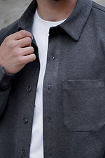 Warmes, übergroßes Herrenhemd aus Kunstwolle. Bequeme Passform. Dunkelgrau. Teamv 8034477 Foto №6