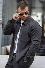 Warmes, übergroßes Herrenhemd aus Kunstwolle. Bequeme Passform. Dunkelgrau. Teamv 8034477 Foto №7