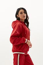 Zipped sports bomber jacket with hood and knitted cuffs Garne 3038478 photo №2