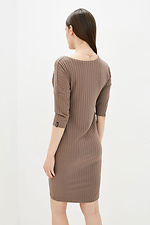 Coffee fit knitted dress with cropped sleeves Garne 3039478 photo №4
