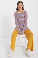 Długi sweter oversize w kolorze liliowym w paski  4038478 zdjęcie №2