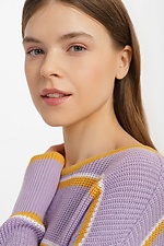 Długi sweter oversize w kolorze liliowym w paski  4038478 zdjęcie №4