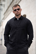 Klassisches, einfarbiges Herrenhemd aus Tencel Comfort, Schwarz Teamv 8034478 Foto №2