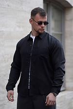 Klassisches, einfarbiges Herrenhemd aus Tencel Comfort, Schwarz Teamv 8034478 Foto №6