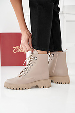 Beige Winterstiefel für Damen aus Leder  2505479 Foto №2