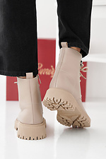 Beige Winterstiefel für Damen aus Leder  2505479 Foto №3