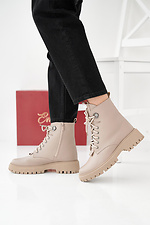 Beige Winterstiefel für Damen aus Leder  2505479 Foto №6