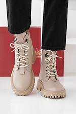 Beige Winterstiefel für Damen aus Leder  2505479 Foto №7