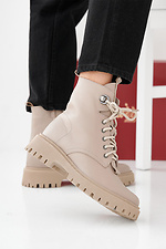 Beige Winterstiefel für Damen aus Leder  2505479 Foto №8