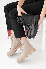 Beige Winterstiefel für Damen aus Leder  2505479 Foto №10