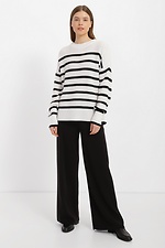 Long white knitted jumper with black stripes  4038479 photo №2