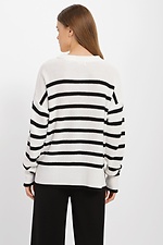 Long white knitted jumper with black stripes  4038479 photo №3