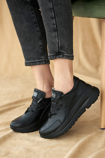 Женские кроссовки кожаные черные 8019479 фото №3
