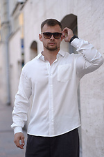 Klassisches, einfarbiges Herrenhemd aus Tencel Comfort White Teamv 8034479 Foto №3