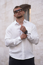 Klassisches, einfarbiges Herrenhemd aus Tencel Comfort White Teamv 8034479 Foto №4