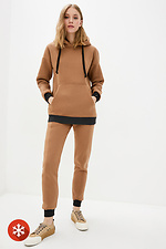 Теплый спортивный костюм на флисе коричневого цвета Garne 3037480 фото №1