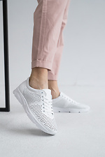 White mesh summer leather sneakers  8019480 photo №3