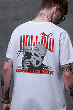 Men's Oversized T-Shirt with Hollow Print White Without 8049480 photo №2