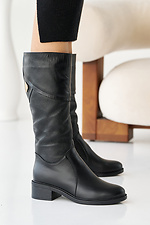 Schwarze Winterstiefel aus Leder für Damen 2505481 Foto №3