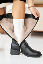 Schwarze Winterstiefel aus Leder für Damen 2505481 Foto №9