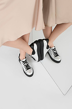 Silver leather sneakers with black platform  4205481 photo №1
