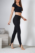 Warme schwarze Nylon Fit Leggings für Damen mit Fleece-Futter Teamv 8034481 Foto №5