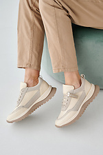 Women's spring-autumn milky leather sneakers  2505482 photo №2