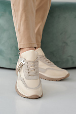 Women's spring-autumn milky leather sneakers  2505482 photo №3