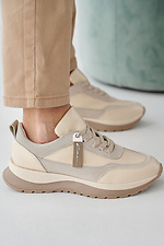 Women's spring-autumn milky leather sneakers  2505482 photo №8