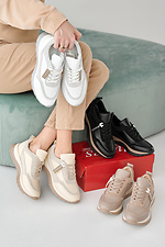 Women's spring-autumn milky leather sneakers  2505482 photo №9